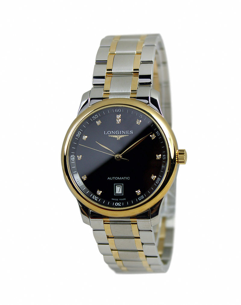 Longines Watches : L2.628.5.57.7 Automatic Black Dial 18ct Gold And Stainless Steel Men Watch