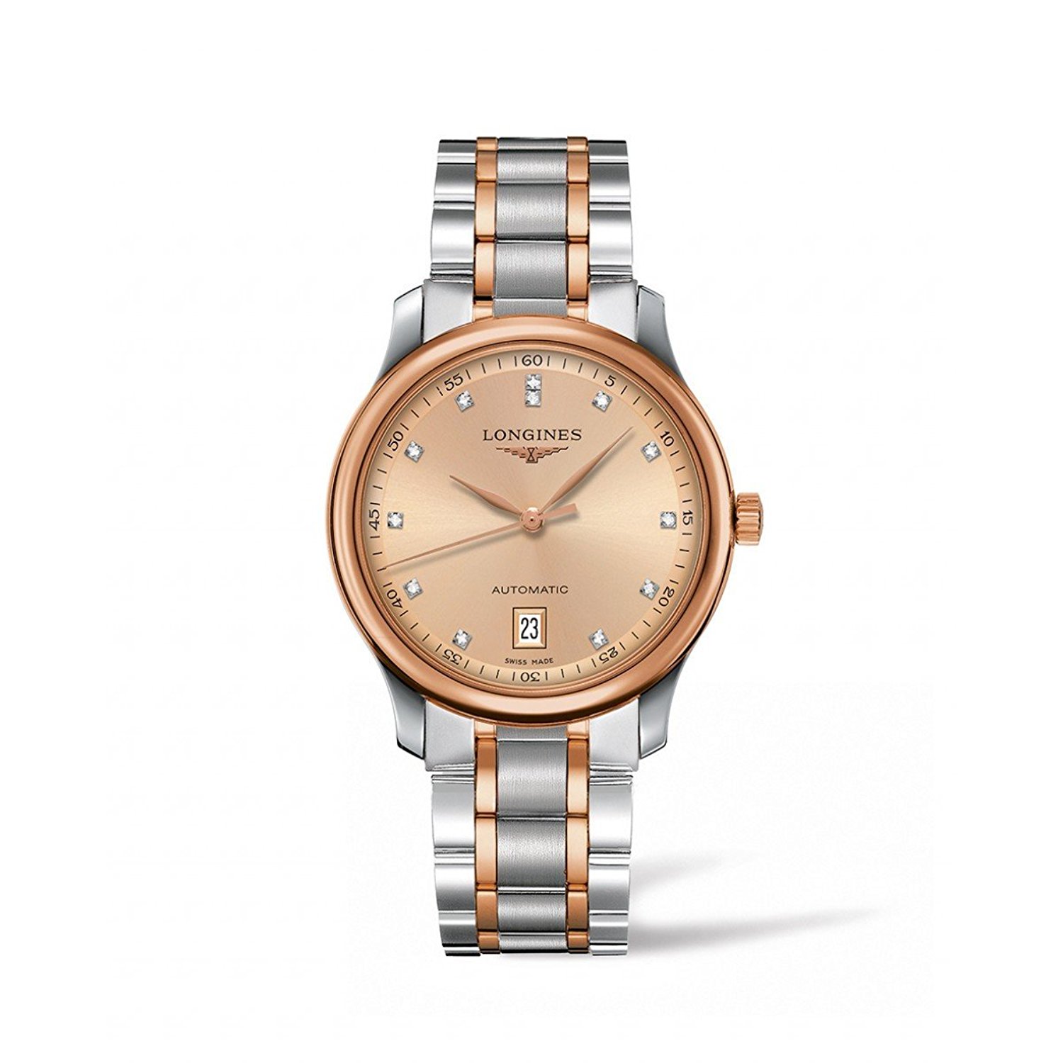 Longines Watches : L2.628.5.99.7 Gold Dial Rose Gold Band Men Watch