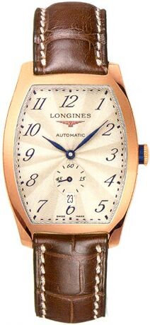 Longines Watches : L2.642.8.73.9 Automatic Biege Dial 18ct Rose Gold Case With Brown Leather Strap Men Watch