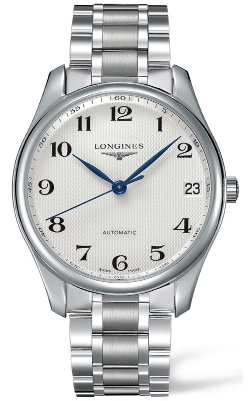 Longines Watches : L2.665.4.78.6 Automatic Brushed And Polished Stainless Steel Silver Textured With Date At 3 Dial Brushed And Polished Stainless Steel Band Men Watch