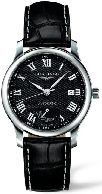 Longines Watches : L2.708.4.51.7 Automatic Roman Numerals Dial Date Black Alligator Men Watch