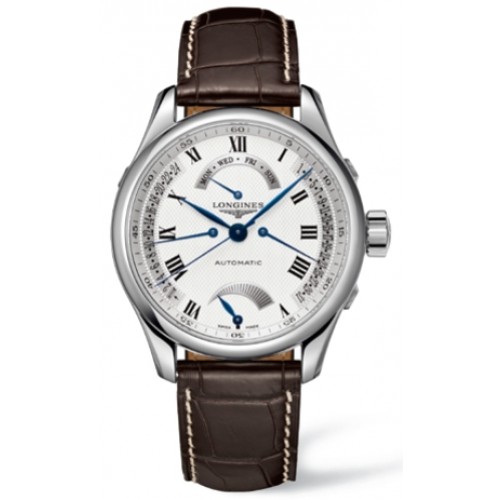 Longines Watches : L2.714.4.71.3 Automatic White Dial Stainless Steel Gold Case With Brown Leather Strap Men Watch