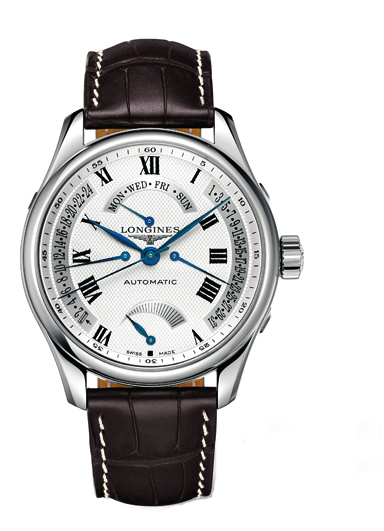 Longines Watches : L2.716.4.71.3 Automatic Silver Dial Retrograde Power Reserve Brown Leather Men Watch