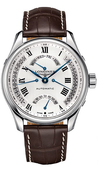 Longines Watches : L2.717.4.71.3 Automatic Retrograde Power Reserve Brown Crocodile Leather Men Watch