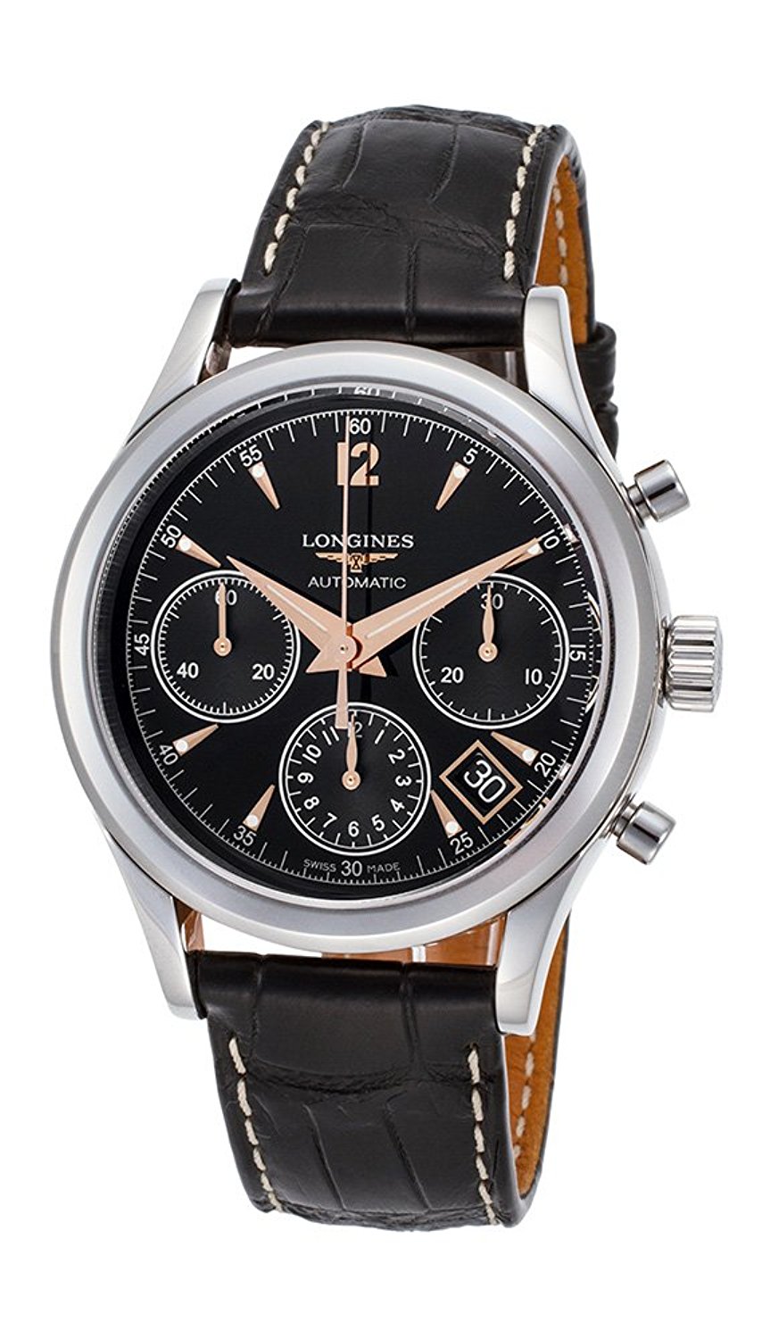 Longines Watches : L2.742.4.56.0 Black Dial Fixed Band Men Watch