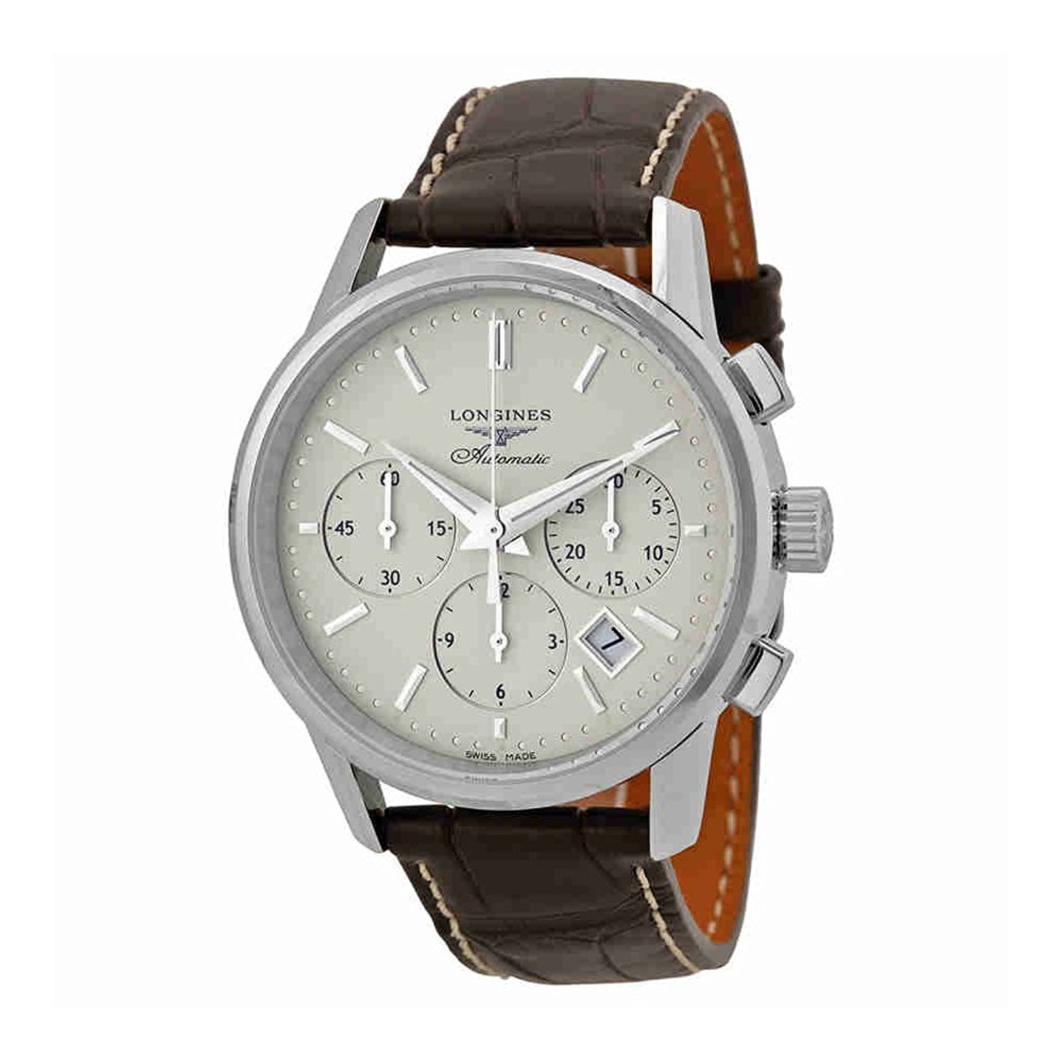Longines Watches : L2.749.4.72.2 Automatic Chronograph Date Brown Leather Men Watch