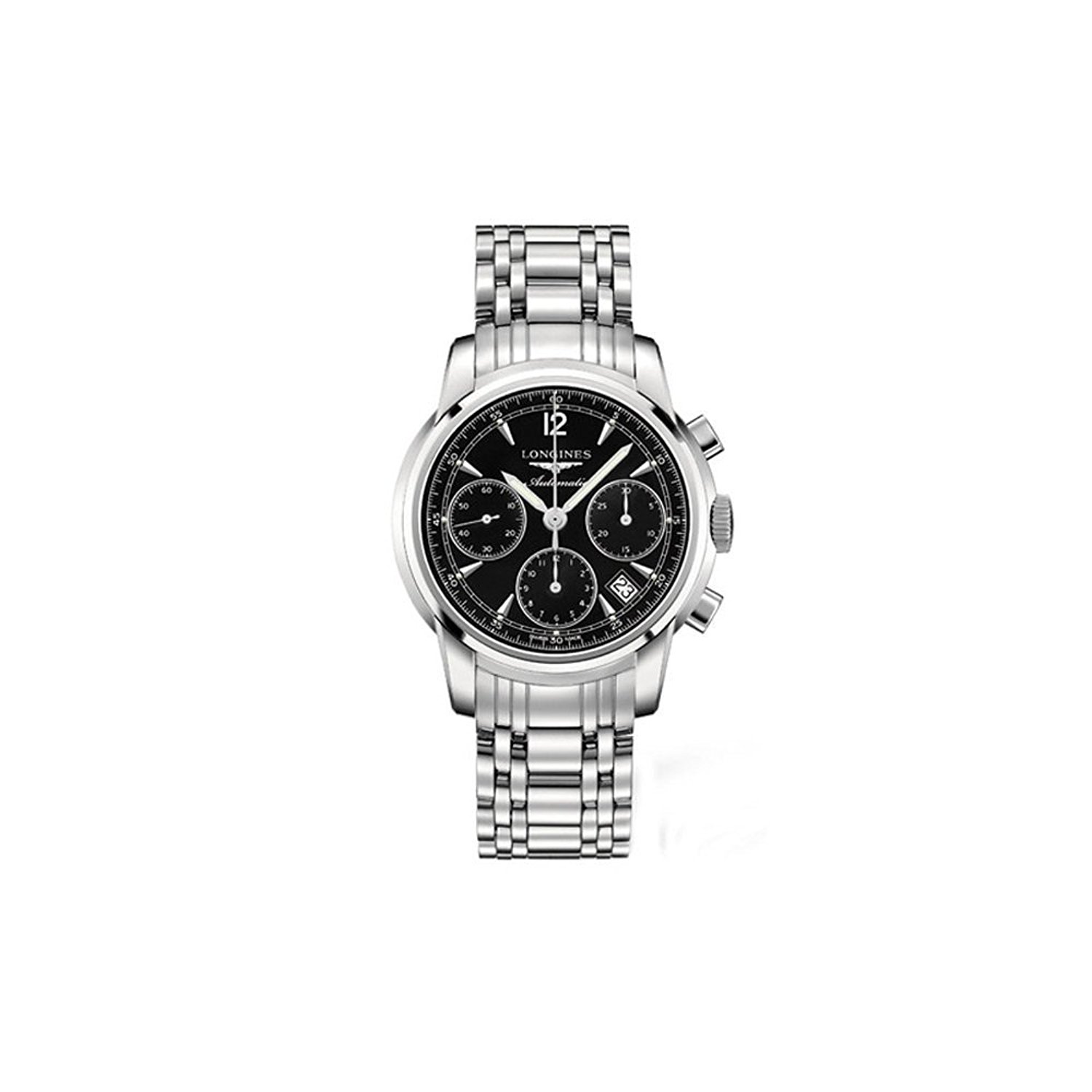 Longines Watches : L2.753.4.52.6 Black Grey Dial Stainless Steel Band Men Watch