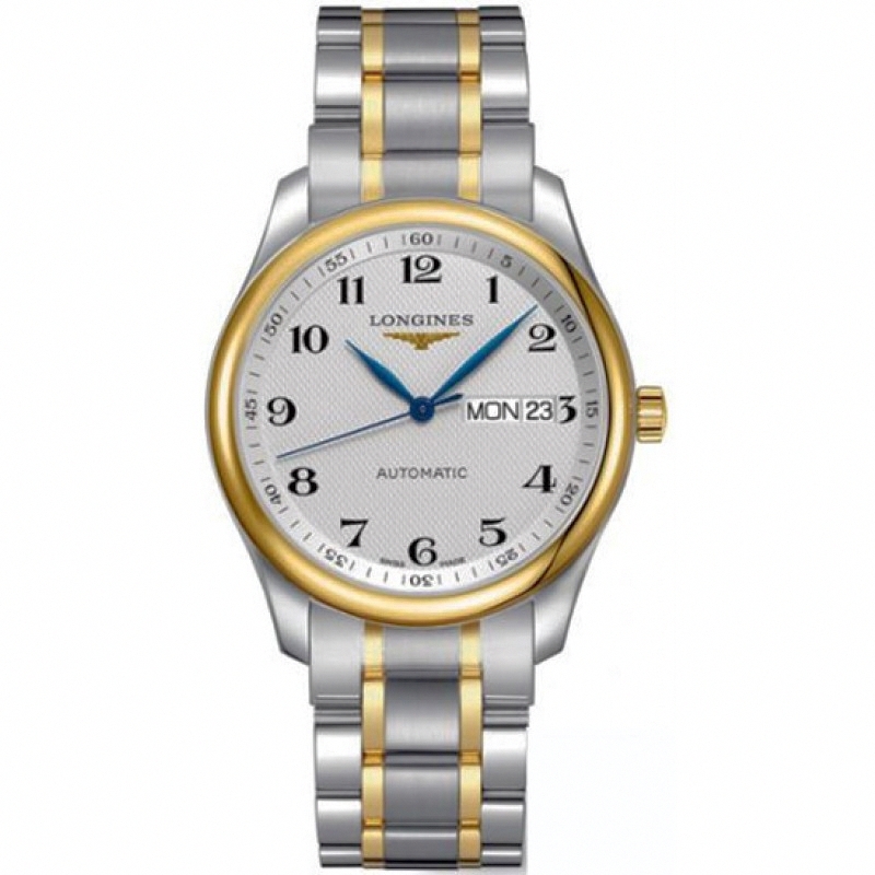 Longines Watches : L2.755.5.78.7 Automatic Silver Dial Day Date Stainless Steel and 18ct Gold Men Watch