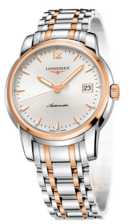 Longines Watches : L2.763.5.72.7 Automatic Silver Dial Date Stainless Steel and 18ct Rose Gold Men Watch