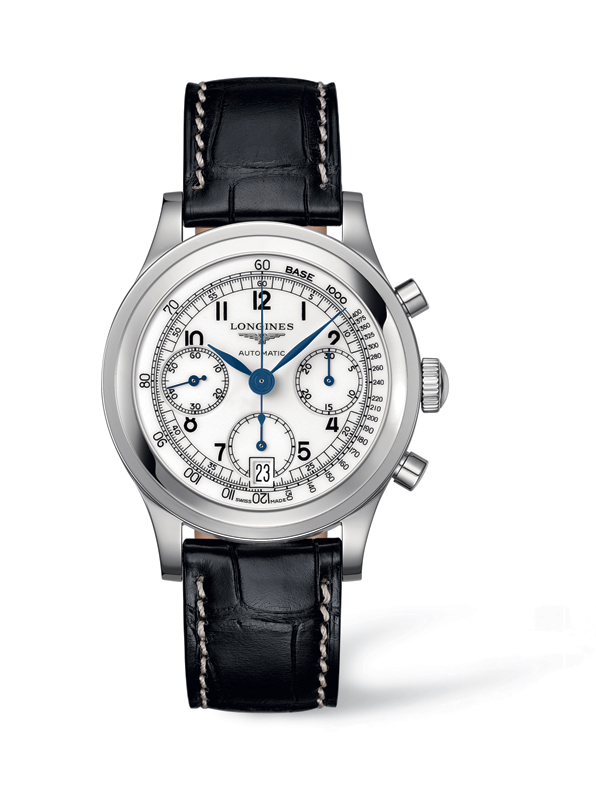Longines Watches : L2.768.4.13.2 Automatic Chronograph Date Black Leather Men Watch
