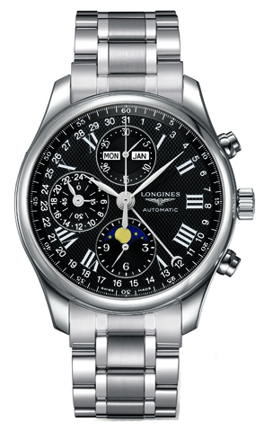 Longines Watches : L2.773.4.51.6 Automatic Chronograph Moon Phase Stainless Steel Men Watch