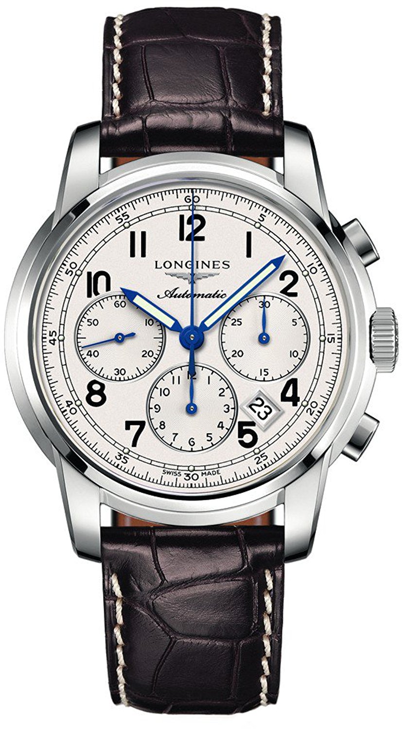 Longines Watches : L2.784.4.73.0 Silver Dial Alligator Leather Band Men Watch