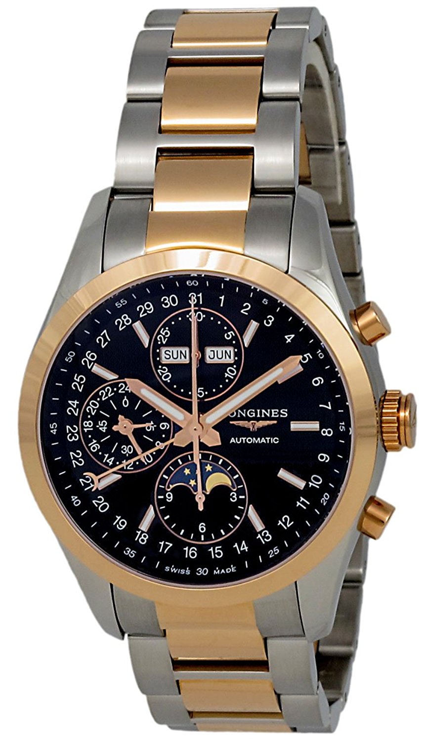 Longines Watches : L2.798.5.52.7 Black With A Fine Linear Design Dial Fixed Band Men Watch