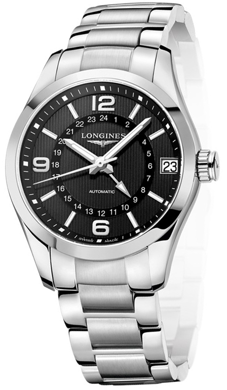 Longines Watches : L2.799.4.56.6 Automatic Black Dial Date Stainless Steel Men Watch