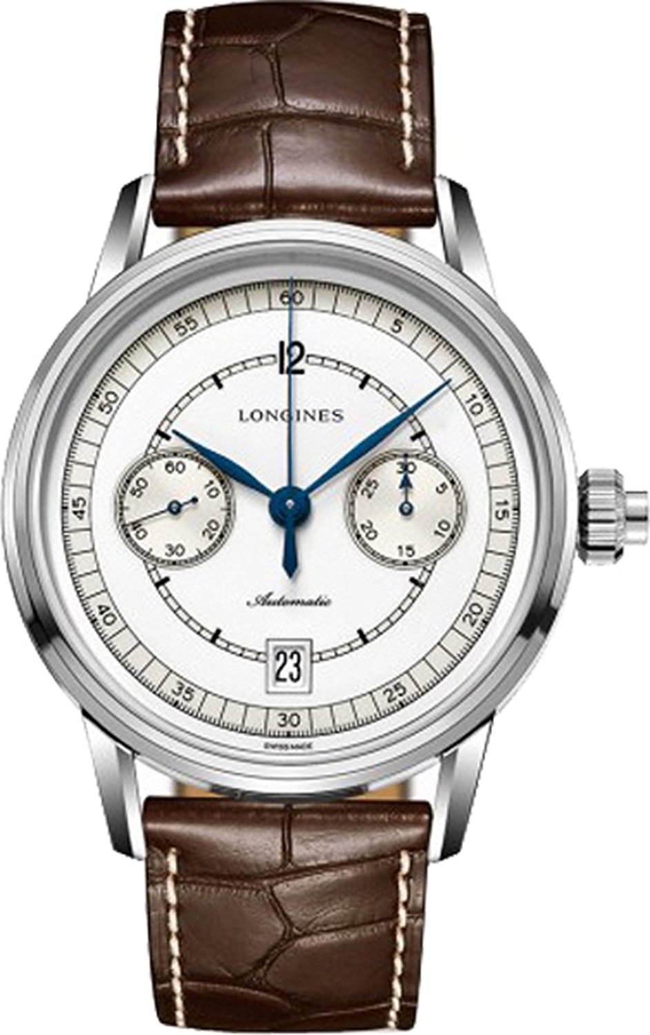 Longines Watches : L2.800.4.26.2 White Dial Crocodile Leather Band Men Watch