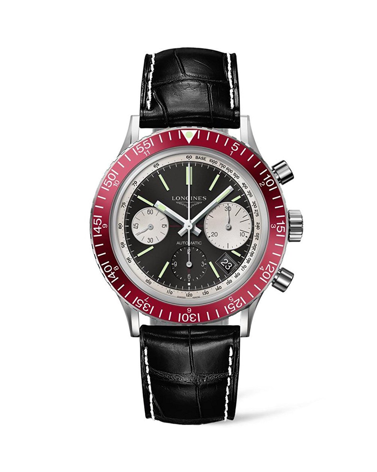 Longines Watches : L2.808.4.52.0 Black Dial Unidirectional Band Men Watch