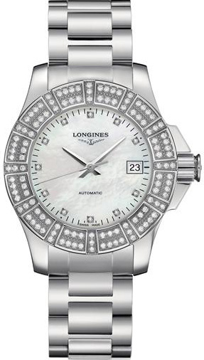 Longines Watches : L3.180.0.87.6 Automatic White Mother Of Pearl Dial Stainless Steel Women Watch
