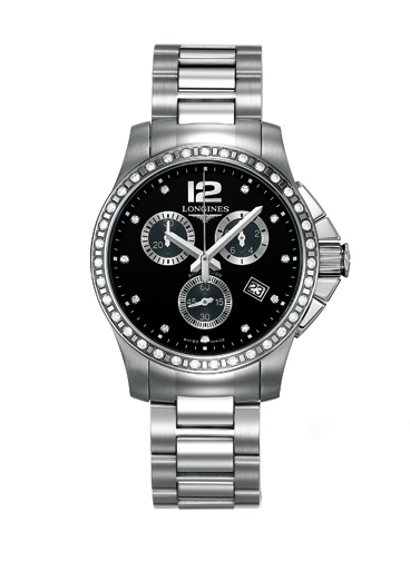 Longines Watches : L3.279.0.57.6 Quartz Chronograph Date Diamonds Bezel Stainless Steel Women Watch