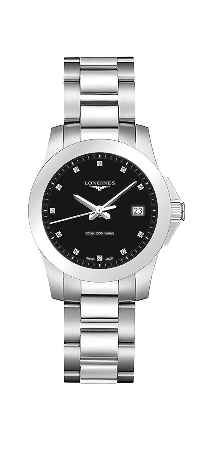Longines Watches : L3.377.4.57.6 Black Dial Stainless Steel Band Women Watch