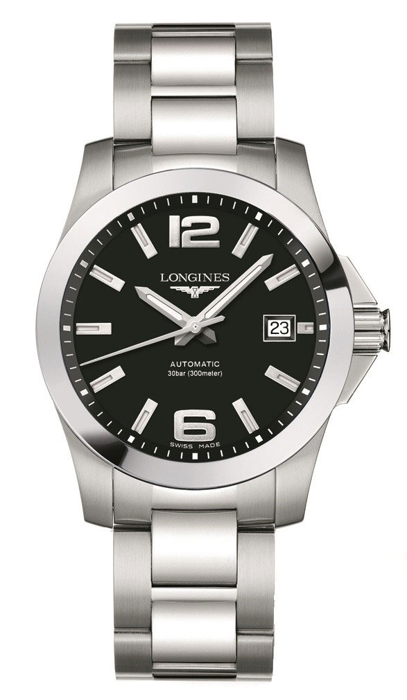 Longines Watches : L3.676.4.58.6 Automatic Black Dial Date Stainless Steel Men Watch