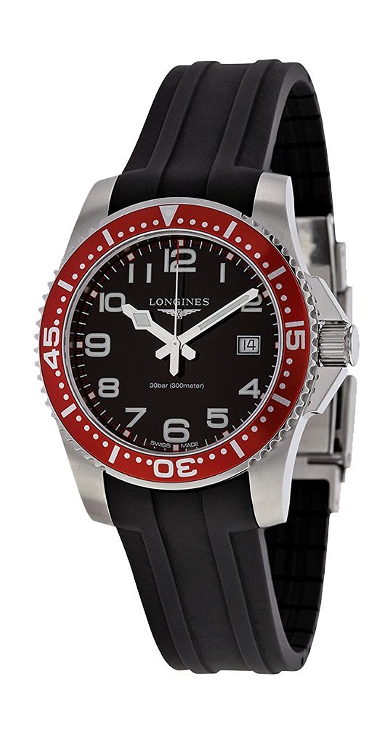 Longines Watches : L3.689.4.59.2 Black Dial Silicone Band Men Watch
