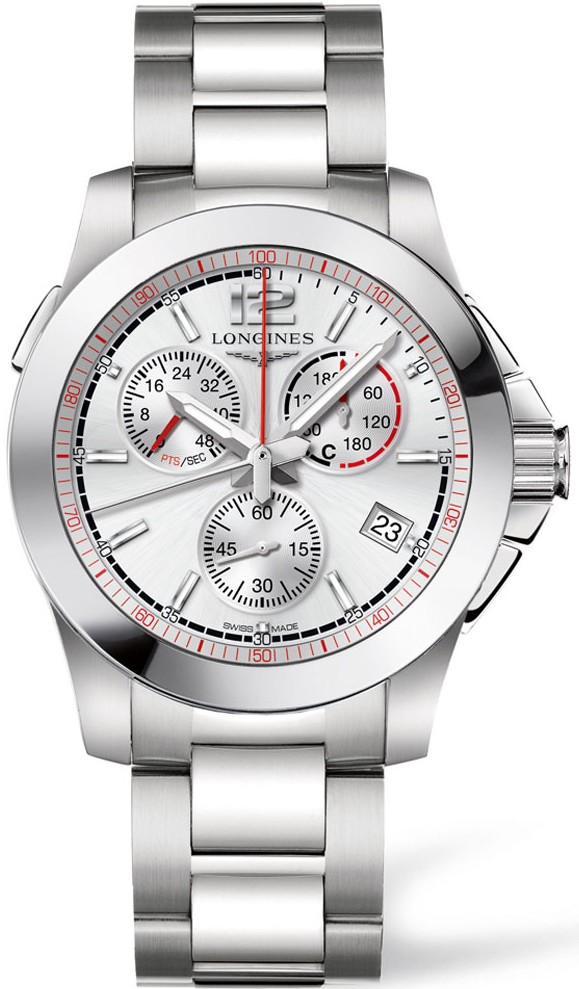 Longines Watches : L3.701.4.76.6 Quartz Chronograph Date Stainless Steel Men Watch