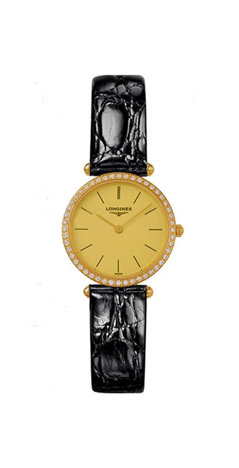 Longines Watches : L4.191.7.32.2 Gold Tone Dial Gold Leather Band Women Watch