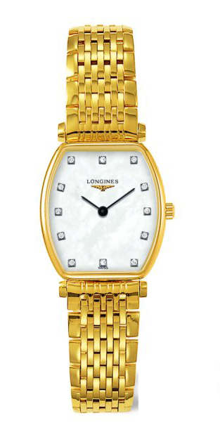 Longines Watches : L4.205.2.87.8 Quartz Mother Of Pearl Diamond Dial Gold Tone Stainless Steel Women Watch