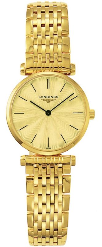 Longines Watches : L4.209.2.42.8 Quartz 18k Yellow Gold Plated PVD Band Women Watch
