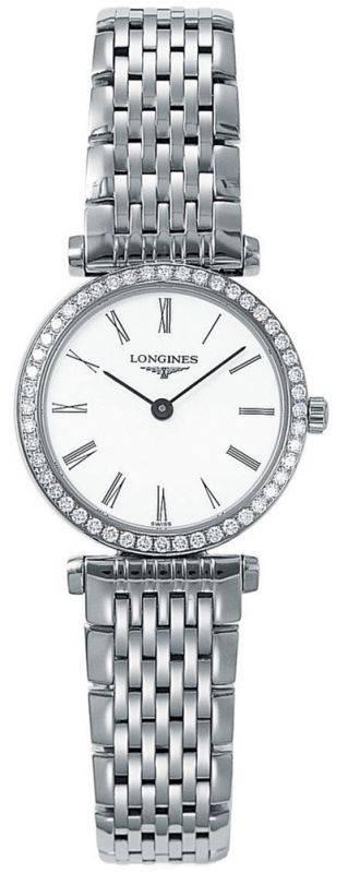Longines Watches : L4.241.0.11.6 Quartz Polished Stainless Steel White Roman Numeral Dial Polished Stainless Steel Band Women Watch
