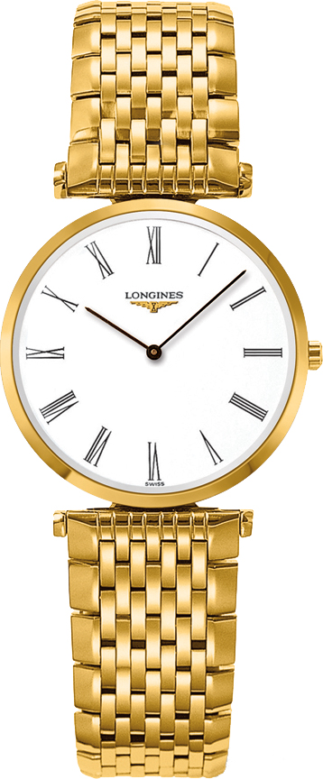 Longines Watches : L4.512.2.11.8 Quartz White Dial Roman Numerals Gold Tone Stainless Steel Women Watch