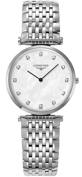 Longines Watches : L4.512.4.87.6 Quartz Mother of Pearl Diamond Dial Stainless Steel Women Watch