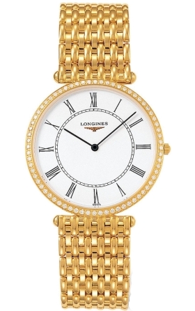 Longines Watches : L4.691.7.11.6 Quartz Solid 18k Yellow Gold White With Black Roman Numeral Dial Solid 18k Yellow Gold Band Men Watch