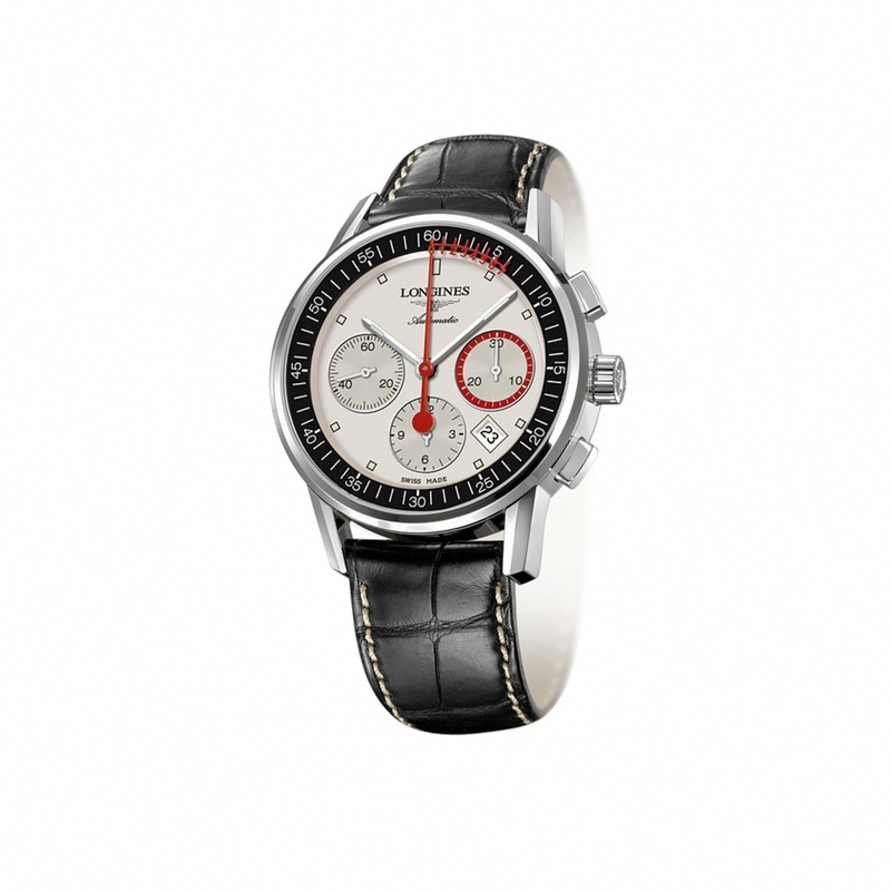 Longines Watches : L4.754.4.72.4 Automatic Silver Dial Date Black Leather Men Watch