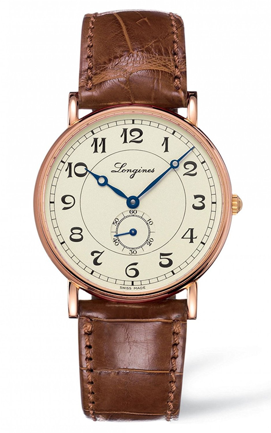 Longines Watches : L4.785.8.73.2 Automatic 18k Rose Gold Case Brown Leather Men Watch