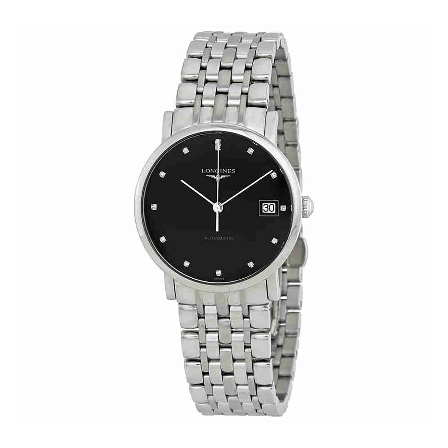 Longines Watches : L4.809.4.57.6 Black Dial Fixed Stainless Steel Band Men Watch