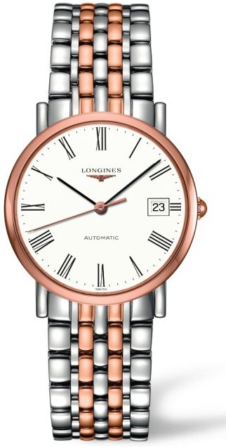 Longines Watches : L4.809.5.11.7 Automatic Roman Numerals Dial Date 18ct Rose Gold and Stainless Steel Men Watch