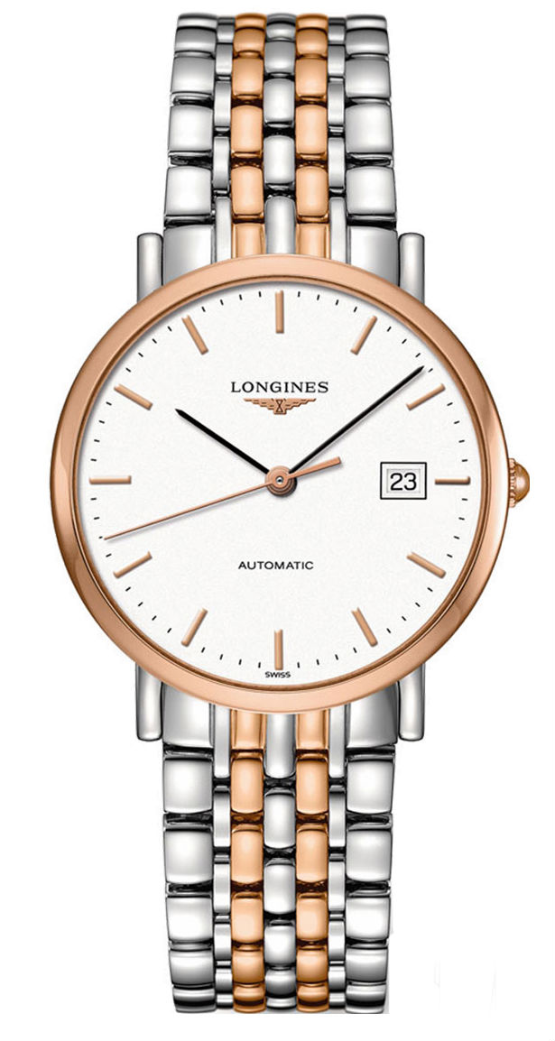 Longines Watches : L4.810.5.12.7 Automatic Analog Date 18ct Rose Gold and Stainless Steel Men Watch