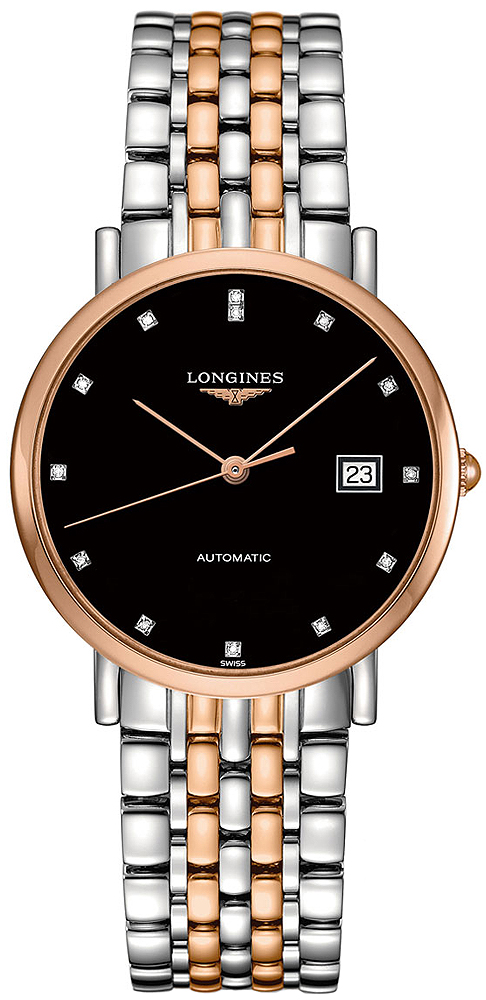 Longines Watches : L4.810.5.57.7 Automatic Diamonds Indexes Date Stainless Steel and 18k Rose Gold Men Watch