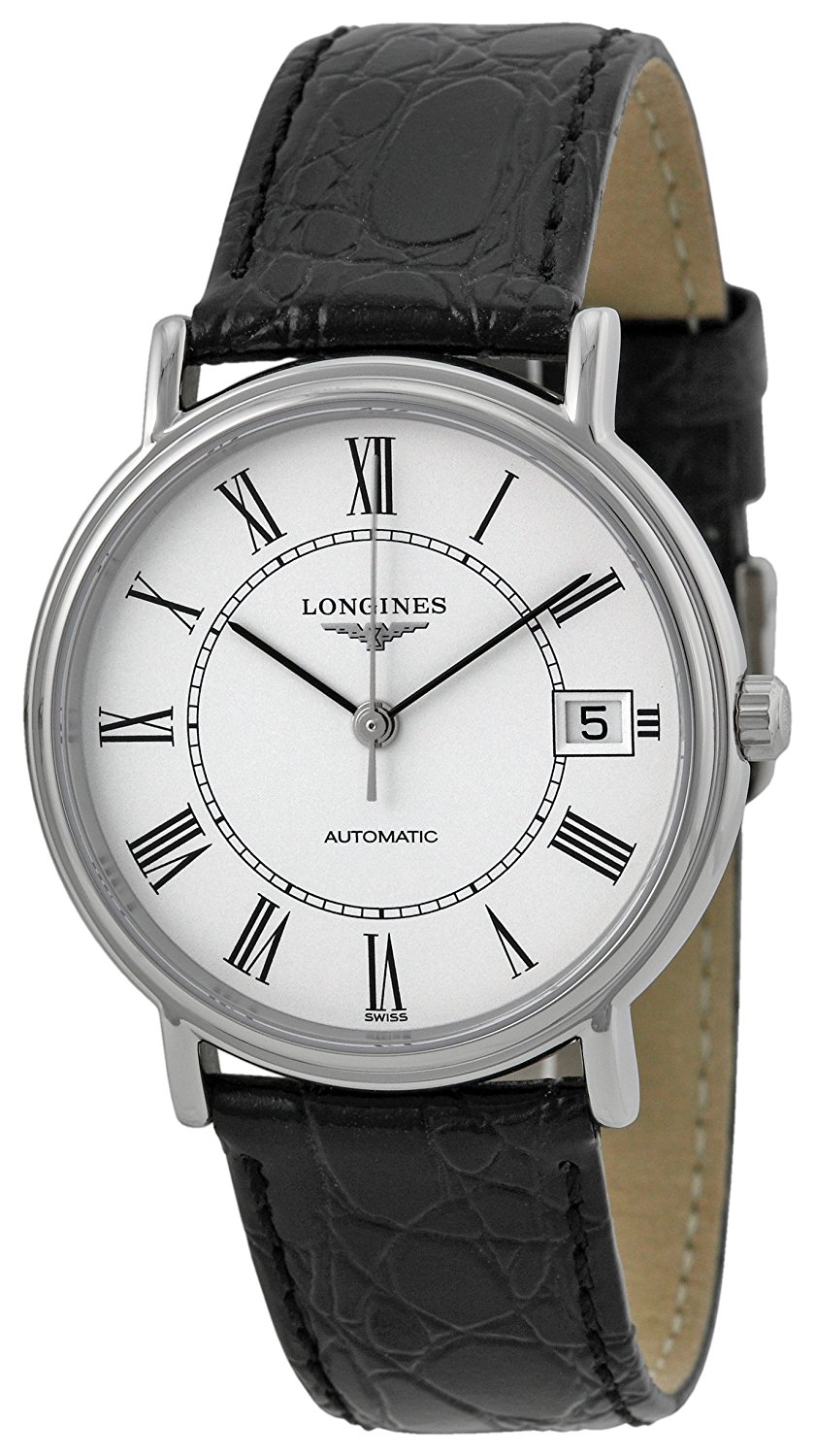 Longines Watches : L4.821.4.11.2 Automatic Roman Numerals Dial Date Black Leather Women Watch