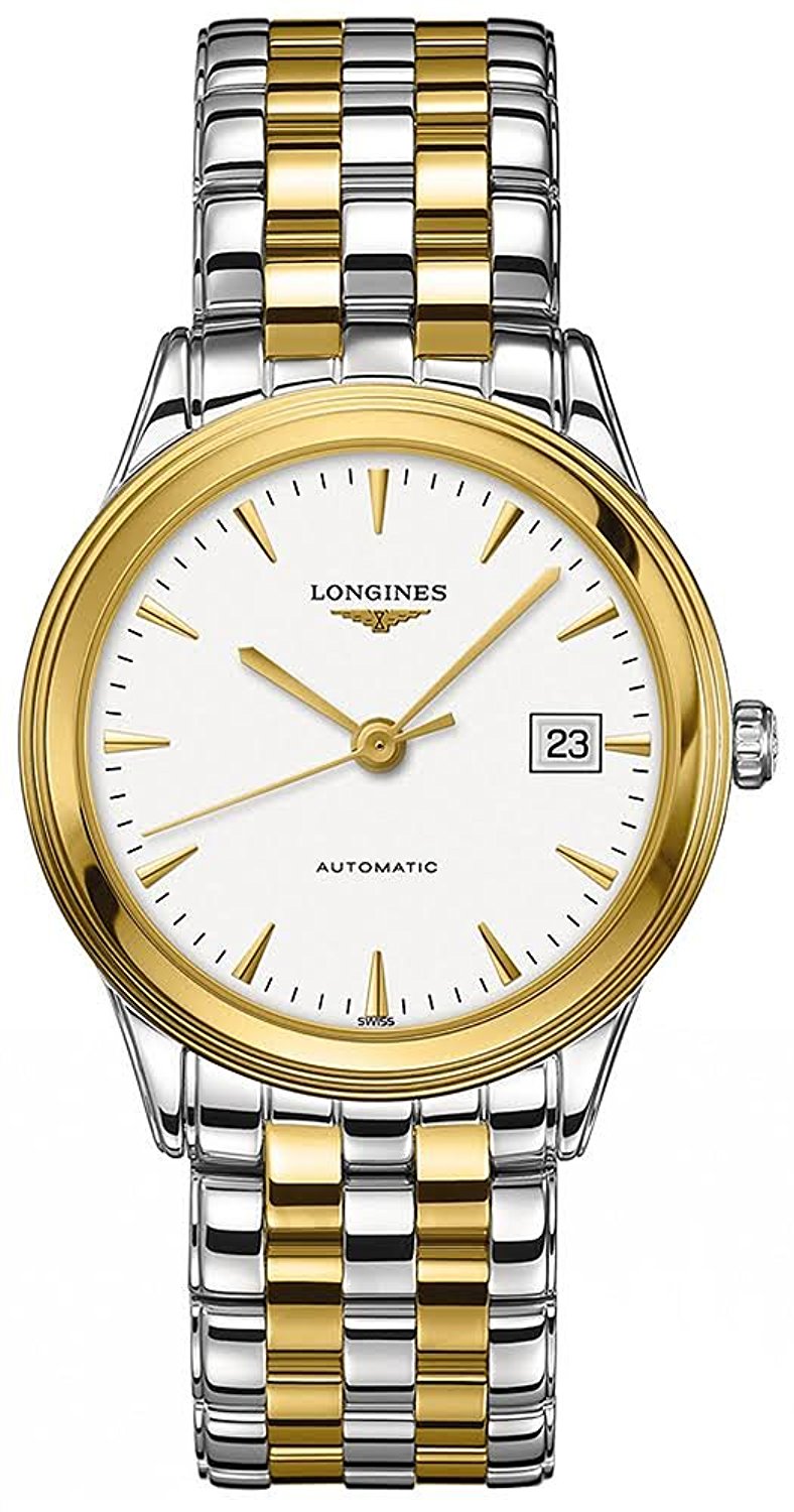 Longines Watches : L4.874.3.22.7 White Dial Fixed Yellow Gold-plated Band Men Watch