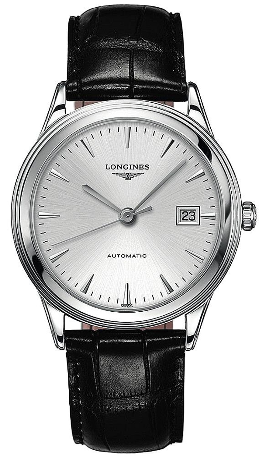 Longines Watches : L4.874.4.72.2 Silver Dial Leather Men Watch