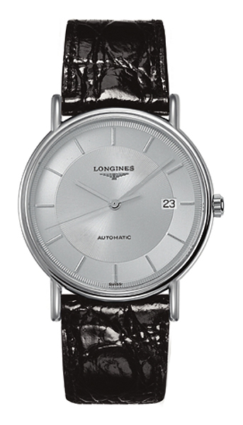 Longines Watches : L4.921.4.78.2 Automatic Silver Dial Date Black Leather Men Watch