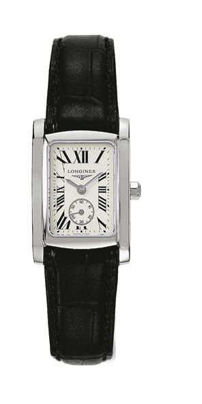 Longines Watches : L5.155.4.71.2 Quartz White Dial Roman Numerals Black Leather Women Watch