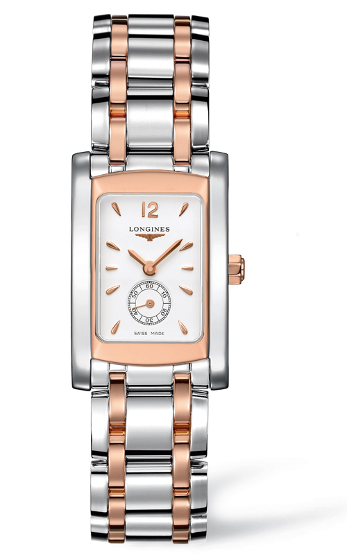Longines Watches : L5.155.5.18.7 Quartz White Dial Small Second Hand Stainless Steel and 18ct Rose Gold Women Watch