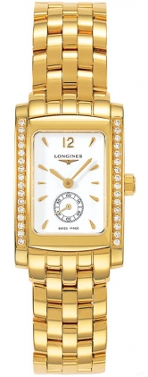 Longines Watches : L5.155.7.16.6 Quartz 18kt Yellow Gold White With Seconds Sub At 6 Dial Polished 18kt Yellow Gold Band Women Watch