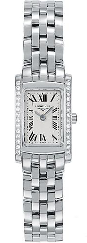 Longines Watches : L5.158.0.71.6 Quartz White Dial Roman Numerals Diamonds Bezel Stainless Steel Women Watch