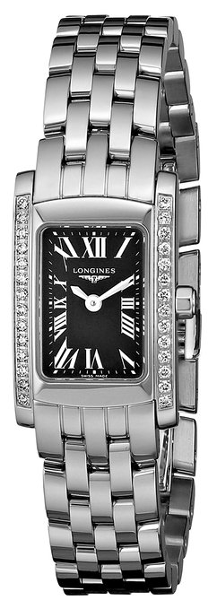 Longines Watches : L5.158.0.79.6 Quartz Roman Numerals Dial Diamond Bezel Stainless Steel Women Watch