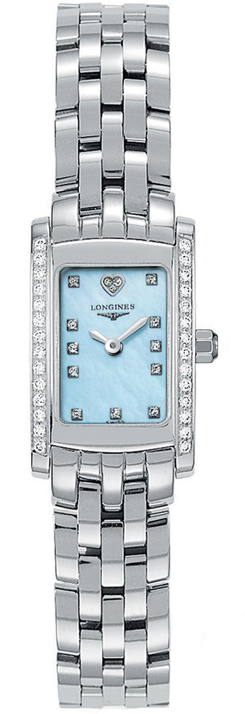 Longines Watches : L5.158.0.92.6 Quartz Blue Mother Of Pearl Diamonds Dial Diamonds Bezel Stainless Steel Women Watch