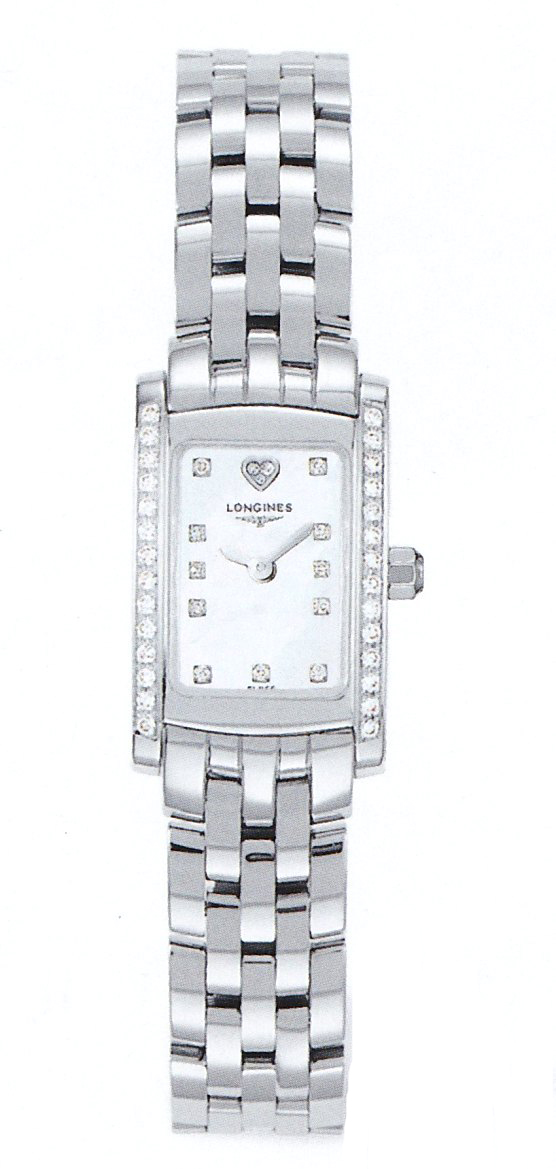 Longines Watches : L5.158.0.94.6 Quartz White Mother of Pearl Diamonds Dial Diamonds Bezel Stainless Steel Women Watch